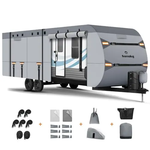 SOMOKG gray heavy duty travel trailer cover for 24-27 foot campers