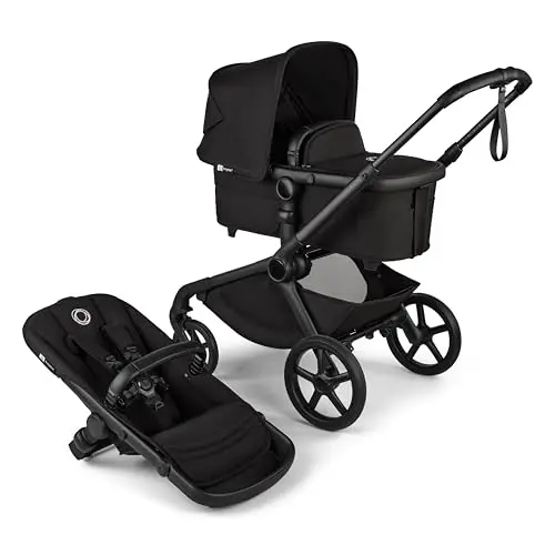 Bugaboo Kangaroo all-terrain stroller in black, shown in single configuration with large wheels.