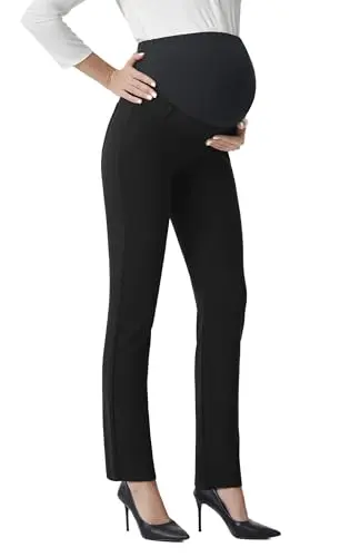 AFITNE straight-leg maternity dress pants in black with rear pockets.