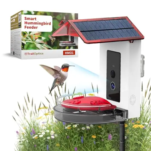 Trail Optics smart solar hummingbird feeder with camera and AI identification