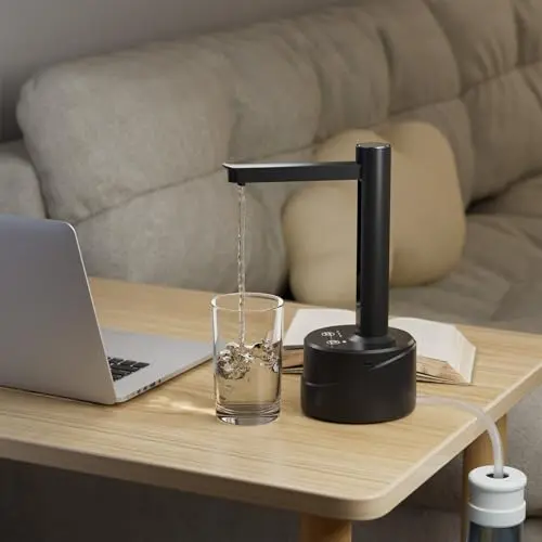 Latedaux black desktop electric water bottle dispenser with Type-C charging and display
