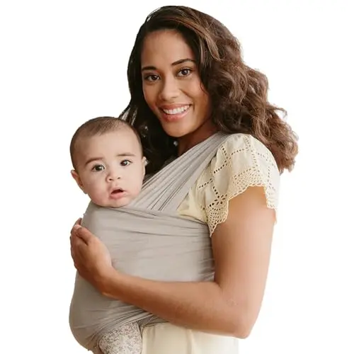 Solly Baby wrap in Spelt color, showing buttery-soft fabric