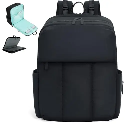 MOMINSIDE black quilted puffer diaper backpack