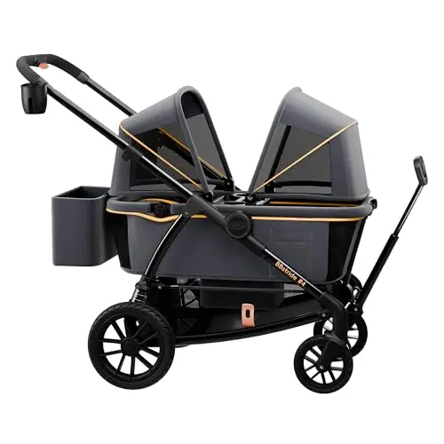 Pamo Babe double wagon stroller in Grey color