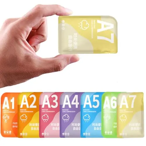 VIALACIGER pack of 7 disposable rain ponchos in assorted colors, each in a tiny individual package.