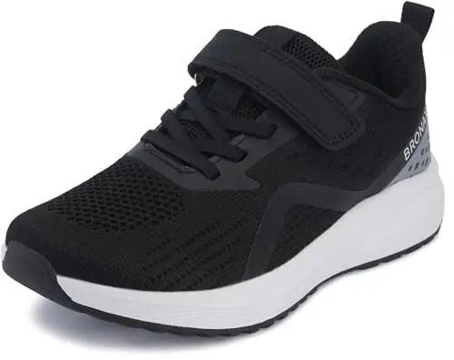 BRONAX wide toe box tennis shoes for kids in black