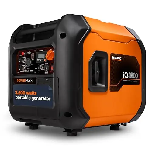 Generac orange and black portable inverter generator with a simple PowerDial control