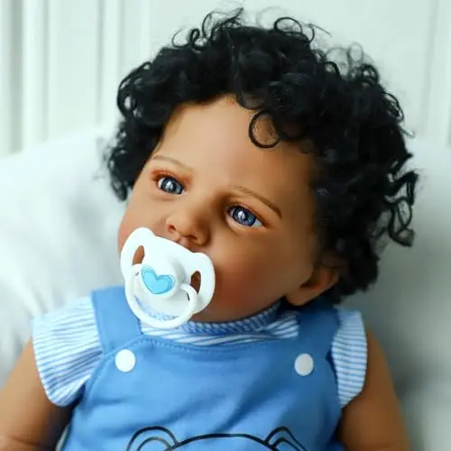 SCOM 20-inch realistic African American reborn baby doll boy with weighted body and gift set