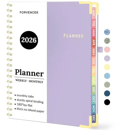 Forvencer 2026 weekly and monthly planner in purple hardcover