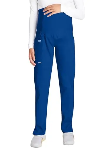 Cherokee maternity straight leg scrub pants in galaxy blue