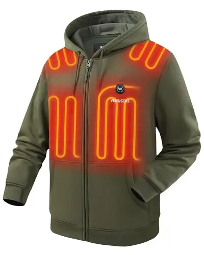Venustas olive green full-zip heated hoodie