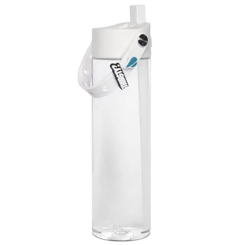Elemental splash water bottle with charm strap in clear color
