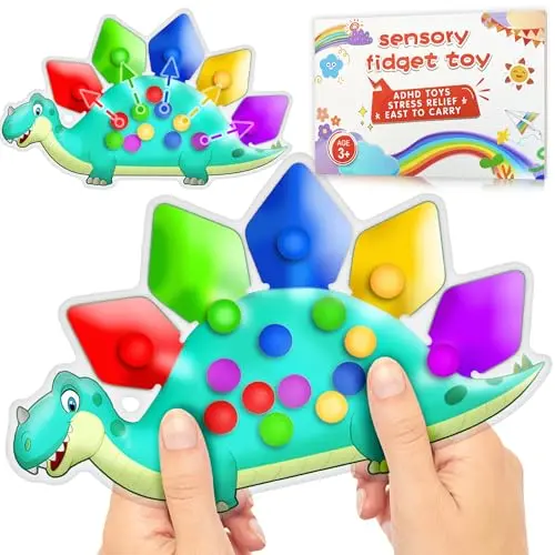 UIIOPJIOM dinosaur-shaped sensory toy with colorful sorting beads inside a water bag