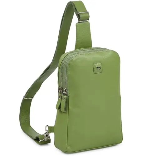 Sage green Wise Owl Accessories real leather sling bag