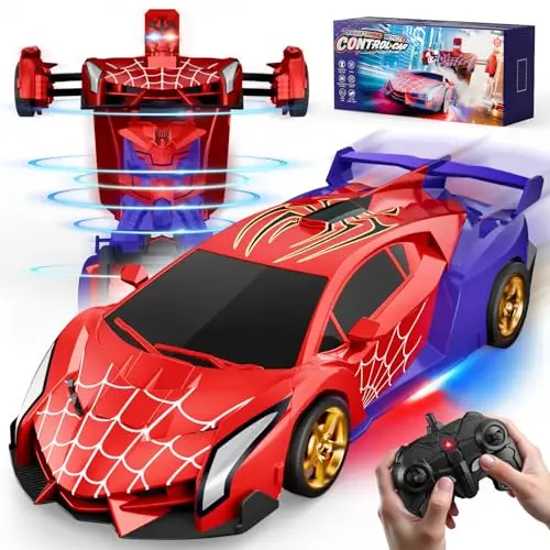 Spider-Man themed remote control car that transforms into a robot