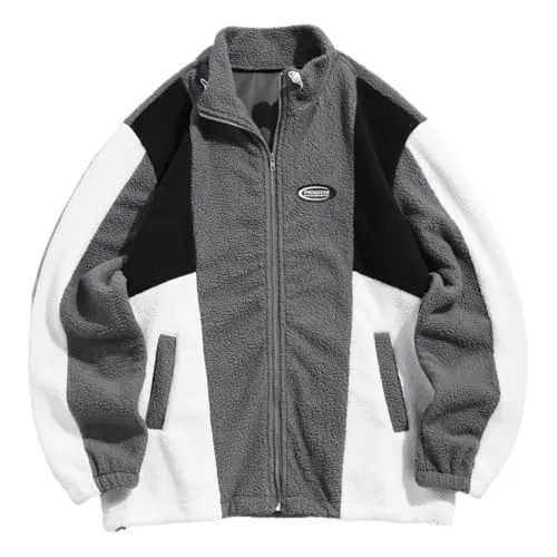 Zaful men's faux fur coat with zip-up front and color block design
