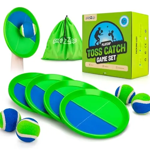 PlayZap upgraded toss and catch ball set with four paddles and balls