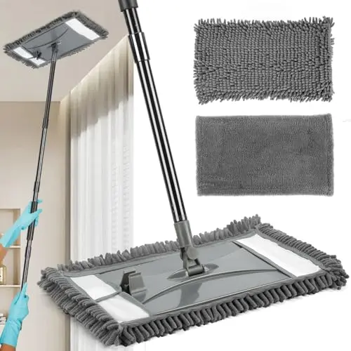 VOUBIEN gray wall mop with a large microfiber head and long metal handle