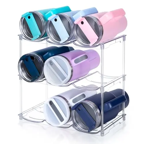 spospo stackable water bottle organizer designed for Stanley 40oz tumblers and large bottles