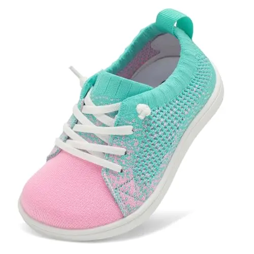 LeIsfIt toddler slip-on barefoot shoes in green and pink