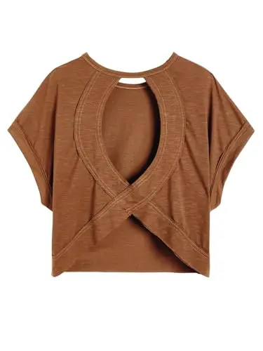 SOLY HUX Women's Open Back T-Shirt in Dark Brown