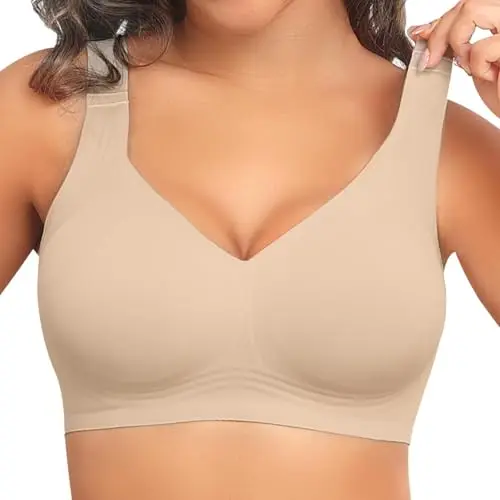 PoseFree minimizer nursing bra in nude color with seamless back