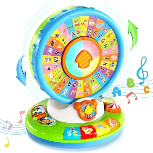 Aigybobo musical spin and sing alphabet zoo toy with lights