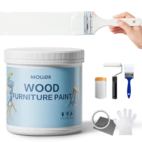 Mollor Matte Finish Wood Paint kit with white paint and tools