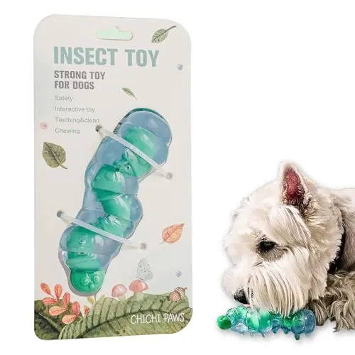 CHICHI PAWS green caterpillar dual-layer dog chew toy for small breeds