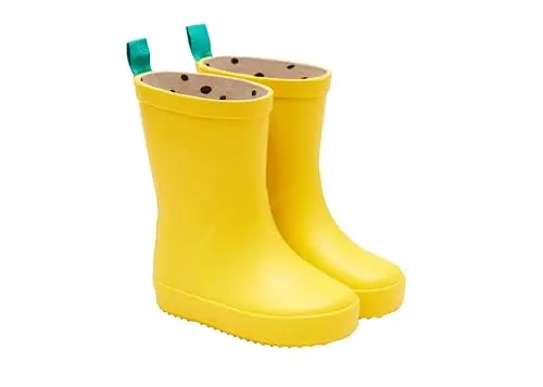 Ten Little yellow toddler rain boots with wide toe box