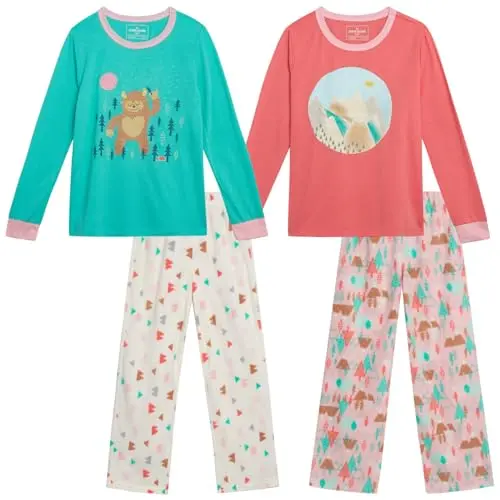 Eddie Bauer girls 4-piece fleece graphic pajama set