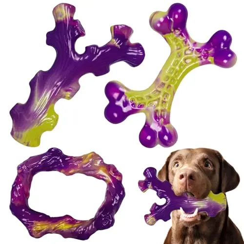 Frienhund three-pack of purple bone-shaped nylon dog chew toys