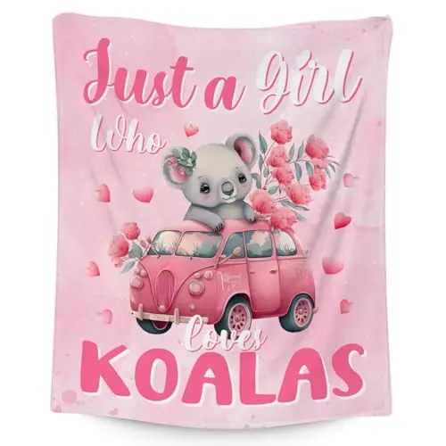 UNIKITTY Koala design blanket in soft pink flannel