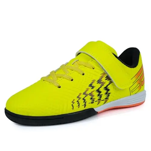 Brooman lime kids futsal sneakers with hook and loop closure