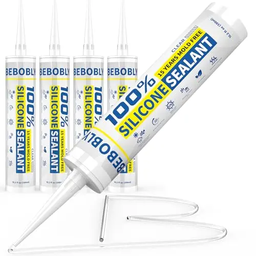BEBOBLY clear silicone sealant caulk, 4-pack of cartridges