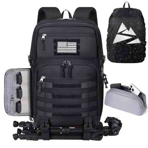 SDYSM professional tactical camera backpack with included rain cover