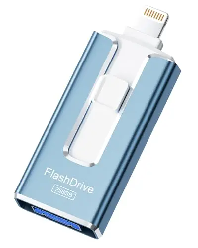SUDEHO 256GB 4-in-1 flash drive with USB, Lightning, Micro USB, and Type-C ports