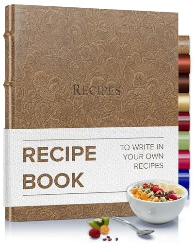 Gallery Leather Floral Espresso recipe book with floral pattern and brown faux leather cover