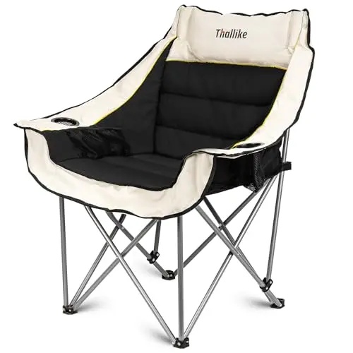Thallike oversized heavy duty padded folding camping chair