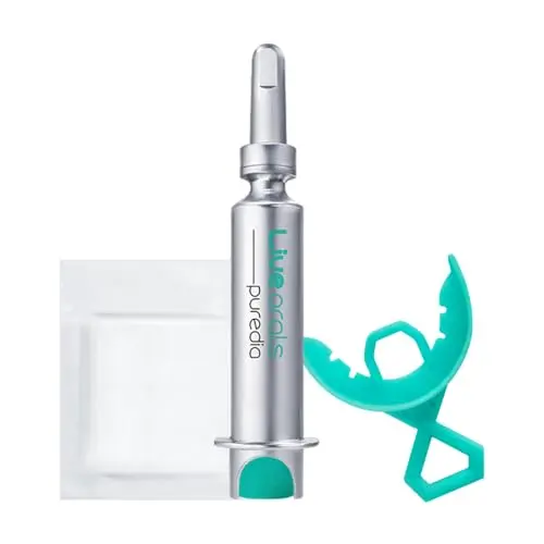 Live Orals PureDia teeth whitening kit with mouthpiece and shade guide