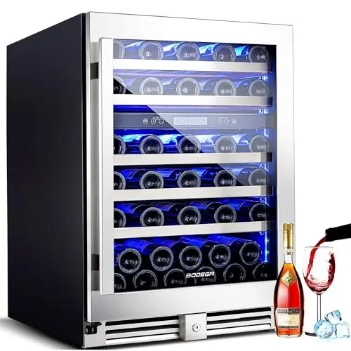 BODEGA 24 inch black dual zone wine cooler with glass door