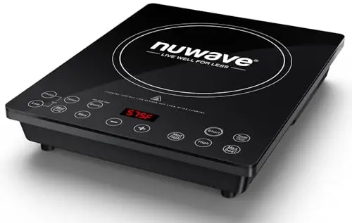 NSF-certified Nuwave induction cooktop in black with touch controls