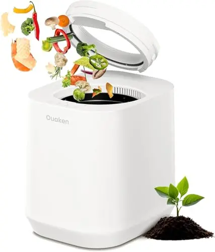 Ouaken white 4L electric composter with transparent lid