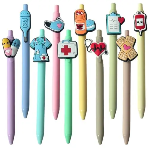 YJ PREMIUMS ten-pack of cute nursing pens with heart and syringe designs