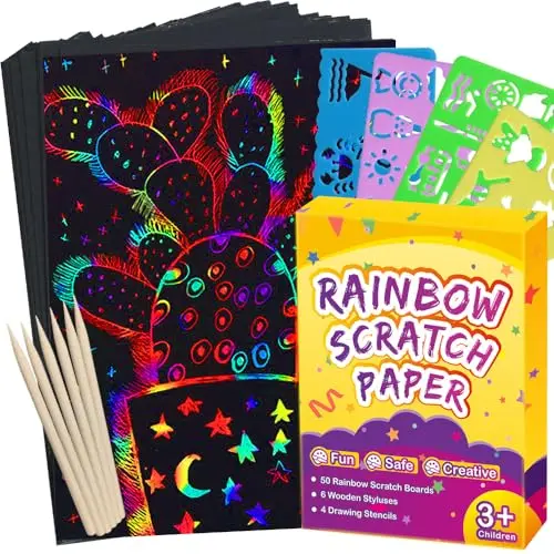 FUNNYB&G Rainbow Scratch Paper Art kit with colorful sheets and stylus