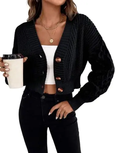 ZAFUL chunky ribbed long sleeve open front cardigan in black