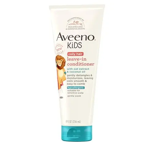 Aveeno Kids Coily Hair Leave-In Conditioner bottle with pump