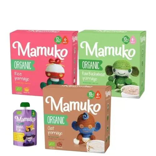 MAMUKO Organic Porridge Variety 3-Pack for babies 4+ months