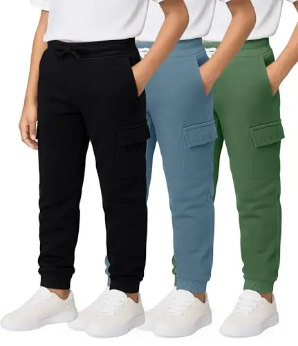 Real Essentials cargo boys joggers in a 3-pack set