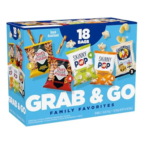 SkinnyPop Family Favorites Variety Pack with popcorn, pretzels, and pirate's booty